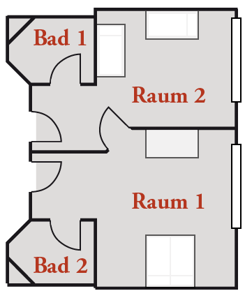 Die Raumaufteilung der Familienzimmer im Kim Hotel Dresden ist sowohl für Familien mit Kinder als auch für Vierergruppen perfekt geeignet.